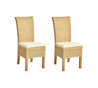 Lot de 2 chaises de salle à manger ANDES Rotin Naturel