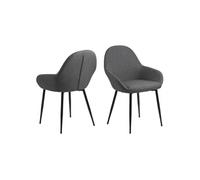 Toilinux - Lot de 2 Chaises de salle à manger avec accoudoirs - Noir et Gris - Candice gris G