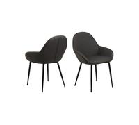 Toilinux - Lot de 2 Chaises de salle à manger avec accoudoirs Similicuir - Orange et Gris - Candice gris G