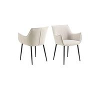 Toilinux - Lot de 2 chaises de salle à manger avec accoudoirs SORRENTO - Beige - SORRENTO Beige G