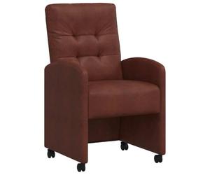 Lot de 2 chaises de salle à manger avec roulettes en cuir synthétique | Accoudoirs plats, rembourrage en mousse, cadre en acier et contreplaqué, montage avec tournevis entre deux personnes