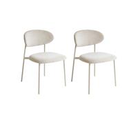 Beliani Lot de 2 Chaises de Salle à Manger Base en Métal sans Accoudoirs Beige Clair Cowley