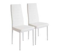 Lot de 2 chaises de salle à manger - Blanc - Pieds en métal - 42 x 48 x 98 cm SAM