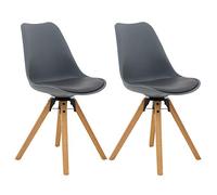 IDIMEX Lot de 2 chaises de Salle à Manger Bolivia pivotantes, Style scandinave Design Nordique avec piètement en Bois Massif, siège Coque rembourré en Plastique Gris