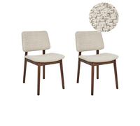 Beliani Lot de 2 Chaises de Salle à Manger Bouclé Polyester Assise et Structure Marron Foncé Beige Blane