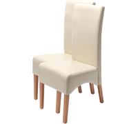 lot de 2 chaises de salle à manger Chaise de cuisine Chaise Latina, CUIR ~ crème, pieds clairs