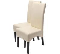 lot de 2 chaises de salle à manger Chaise de cuisine Chaise Latina, CUIR ~ crème, pieds foncés