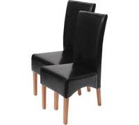 lot de 2 chaises de salle à manger Chaise de cuisine Chaise Latina, CUIR ~ noir, pieds clairs