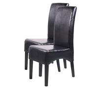 lot de 2 chaises de salle à manger Chaise de cuisine Chaise Latina, CUIR ~ noir, pieds foncés