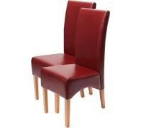 lot de 2 chaises de salle à manger Chaise de cuisine Chaise Latina, CUIR ~ rouge, pieds clairs