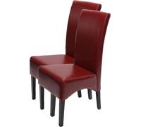 lot de 2 chaises de salle à manger Chaise de cuisine Chaise Latina, CUIR ~ rouge, pieds foncés