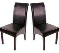 lot de 2 chaises de salle à manger Chaise de cuisine Chaise M37 ~ cuir, noir, pieds foncés
