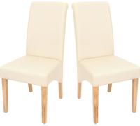 lot de 2 chaises de salle à manger Chaise de cuisine Chaise M37 ~ similicuir mat, crème, pieds clairs