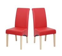 Lot De 2 Chaises De Salle À Manger Chaise De Cuisine Chaise M37 Similicuir Mat, Rouge, Pieds Clairs Multicolore