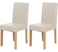lot de 2 chaises de salle à manger Chaise de cuisine Littau ~ cuir, blanc, pieds clairs