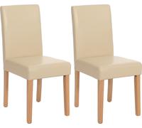 lot de 2 chaises de salle à manger Chaise de cuisine Littau ~ cuir, crème, pieds clairs