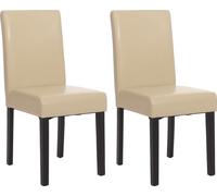 Lot De 2 Chaises De Salle À Manger Littau, Cuir, Crème, Pieds Foncés Beige