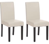 lot de 2 chaises de salle à manger Chaise de cuisine Littau ~ similicuir, blanc, pieds foncés