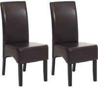 Mendler Lot de 2 chaises de séjour Littau - Simili-Cuir, Marron, Pieds foncés