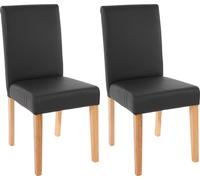 lot de 2 chaises de salle à manger Chaise de cuisine Littau ~ similicuir, noir mat, pieds clairs
