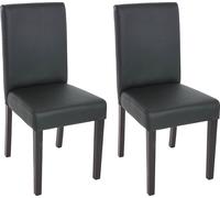 lot de 2 chaises de salle à manger Chaise de cuisine Littau ~ similicuir, noir mat, pieds foncés