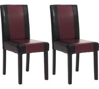 lot de 2 chaises de salle à manger Chaise de cuisine Littau ~ similicuir, noir-rouge, pieds foncés
