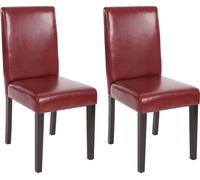 lot de 2 chaises de salle à manger Chaise de cuisine Littau ~ similicuir, rouge-brun, pieds foncés