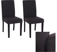 Mendler Lot de 2 chaises de séjour Littau - Tissu Noir, Pieds foncés