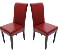 lot de 2 chaises de salle à manger Chaise de cuisine Novara II, cuir ~ rouge, pieds foncés