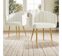 Lot de 2 chaises de salle à manger, chaise de maquillage au design en éventail, 48x44,5x82 cm, Blanc