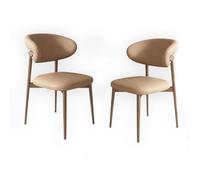 Lot de 2 chaises de salle à manger, chaise de salle à manger avec dossier rembourré, robuste, facile à assembler, convient pour salon, salle à manger, espace détente, etc. A-Kava Brown 21,3 pouces x