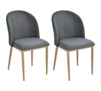 Lot De 2 Chaises De Salle À Manger Chaise De Salon Pieds En Métal Imitation Bois 50 X 58 X 85 Cm Gris Gris