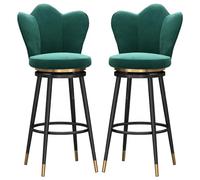 Lot de 2 chaises de Salle à Manger, chaises de Cuisine du Milieu du siècle, Chaise Ronde rembourrée à Dossier incurvé avec Pieds en métal Noir pour Salon, fête (Hauteur d'assise ve