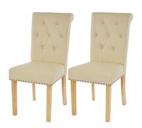 Lot De 2 Chaises De Salle À Manger Chesterfield Ii Av Rivets Similicuir Crème, Pieds Clairs Beige