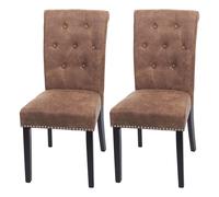 Lot de 2 chaises de salle à manger Chesterfield II, rivets tissu/textile marron pieds foncés