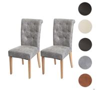 Lot de 2 chaises de salle à manger Chesterfield II tissu/textile gris clair