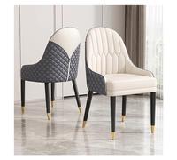 Lot de 2 chaises de salle à manger confortables et modernes du milieu du siècle avec assise rembourrée et pieds en bois - Chaises de réception et de coiffeuse élégantes pour cuisine et salon - Couleur