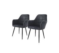 Lot de 2 Chaises de Salle à Manger Cuisine Salon Séjour Gris Foncé Assise