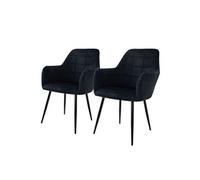 Ensemble De 2 Chaises De Salle À Manger, Noires, Avec Dossier Et Accoudoirs