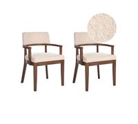 Beliani Lot de 2 Chaises de Salle à Manger en Bou ssise Tapissée Marron et Beige Dalbo