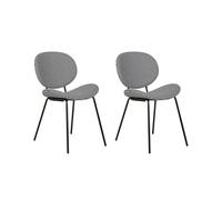 Beliani Lot de 2 Chaises de Salle à Manger Design Rétro sans Accoudoirs en Polyester Noir et Blanc Luana