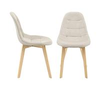 Lot de 2 Chaises de Salle à Manger Design Sièges Rembourrés Polyester Pieds en Bois de Hêtre 86 x 53 x 47 cm Beige