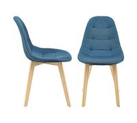 Lot de 2 Chaises de Salle à Manger Design Sièges Rembourrés Polyester Pieds en Bois de Hêtre 86 x 53 x 47 cm Bleu
