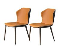 Lot de 2 chaises de salle à manger - Dossier haut en cuir microfibre doux - Chaises d'appoint élégantes pour salon avec pieds en imitation cuivre antique - Meubles de cuisine et de salle à manger