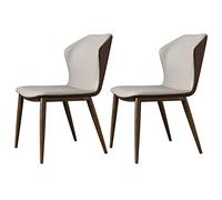 Lot de 2 chaises de salle à manger - Dossier haut en cuir microfibre doux - Chaises d'appoint élégantes pour salon avec pieds en imitation cuivre antique - Meubles de cuisine et de salle à manger