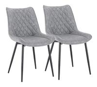 Lot de 2 chaises de salle à manger élégantes et confortables en similicuir avec dossier, design léger et luxueux pour salle à manger moderne (gris)