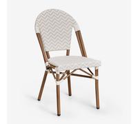 Lot De 2 Chaises De Salle À Manger Empilables En Aluminium Brielle Bistro Beige Nude - Blanc Gardenia