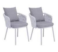 Lot de 2 chaises de salle à manger en aluminium MENDLER HWC-P89 gris clair Gris