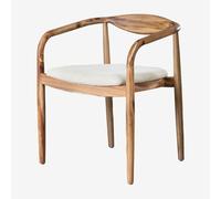 Lot de 2 chaises de salle à manger en bois d'acacia et chenille Mallory Acacia Rustique Marron