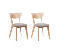 Beliani Lot de 2 Chaises de Salle à Manger en Bois d'Hévéa Clair et Polyester Gris Erie
